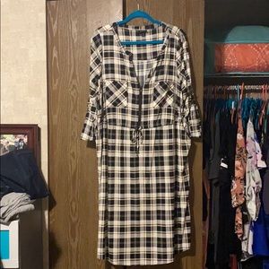 Plaid Challis Shirt Dress
